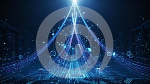 Futuristic Data Stream and Digital Network Visualization